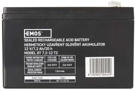 EMOS ACCU.SLA 12V 7.2AH FAST.6.3 MM Wartungsfreier Blei-Akku 12 V/7,2 Ah, faston 6,3 mm