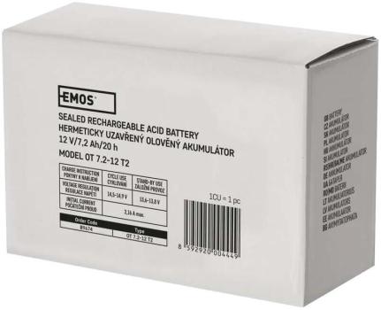 EMOS ACCU.SLA 12V 7.2AH FAST.6.3 MM Wartungsfreier Blei-Akku 12 V/7,2 Ah, faston 6,3 mm