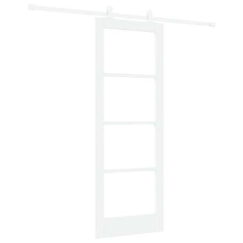 Schiebetür mit Hardware-Set 'ORKDAL'Weiße Massivholz & Glas