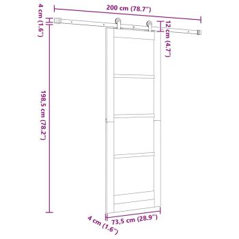 Schiebetür mit Hardware-Set 'ORKDAL'Weiße Massivholz & Glas