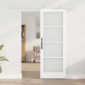 Schiebetür mit Hardware-Set 'ORKDAL'Weiße Massivholz & Glas