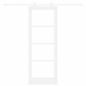 Schiebetür mit Hardware-Set 'ORKDAL'Weiße Massivholz & Glas