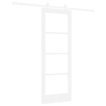 Schiebetür mit Hardware-Set 'ORKDAL'Weiße Massivholz & Glas