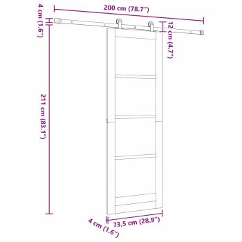 Schiebetür mit Hardware Set 'ORKDAL'Weiß Massivholz & Glas