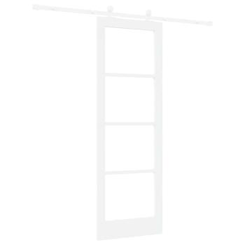 Schiebetür mit Hardware Set 'ORKDAL'Weiß Massivholz & Glas