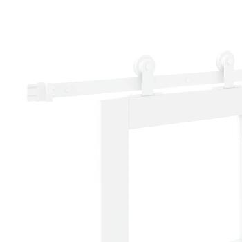 Schiebetür mit Hardware Set 'ORKDAL'Weiß Massivholz & Glas