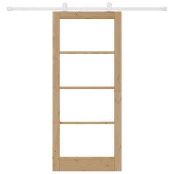 Schiebetür mit Beschlagset 'ORKDAL'aus Massivholz und Glas