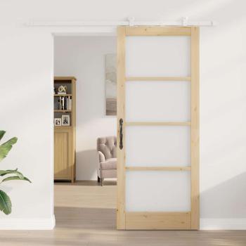 Schiebetür mit Hardware-Set 'ORKDAL'Massivholz & Glas