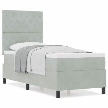 Boxspringbett mit Matratze Hellgrau 80x200 cm Samt