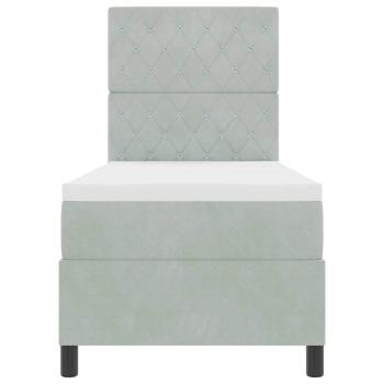 Boxspringbett mit Matratze Hellgrau 80x200 cm Samt