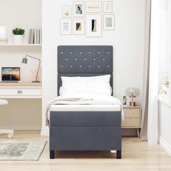 Boxspringbett mit Matratze Dunkelgrau 80x200 cm Samt