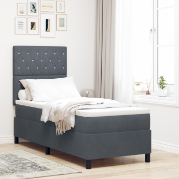 Boxspringbett mit Matratze Dunkelgrau 80x200 cm Samt