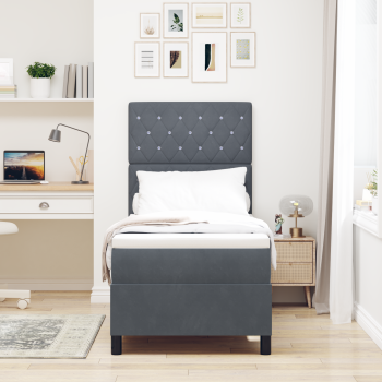 Boxspringbett mit Matratze Dunkelgrau 80x200 cm Samt