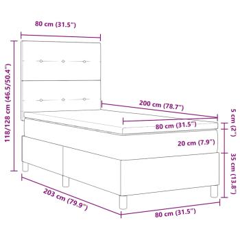 Boxspringbett mit Matratze Hellgrau 80x200 cm Samt