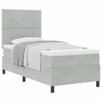 Boxspringbett mit Matratze Hellgrau 80x200 cm Samt