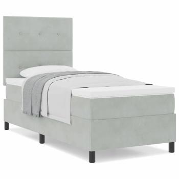 Boxspringbett mit Matratze Hellgrau 80x200 cm Samt