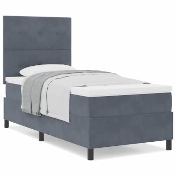 Boxspringbett mit Matratze Dunkelgrau 80x200 cm Samt