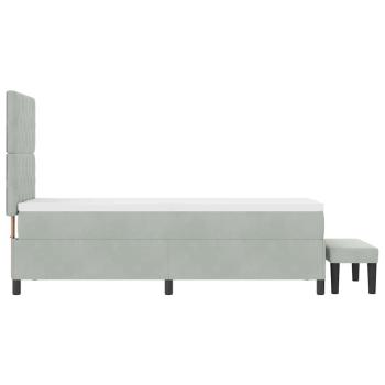 Boxspringbett mit Matratze & Bank Hellgrau 80x200 cm Velours