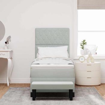 Boxspringbett mit Matratze & Bank Hellgrau 80x200 cm Velours