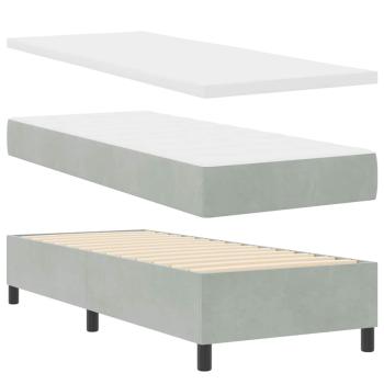 Boxspringbett mit Matratze & Bank Hellgrau 80x200 cm Velours