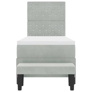 Boxspringbett mit Matratze & Bank Hellgrau 80x200 cm Velours