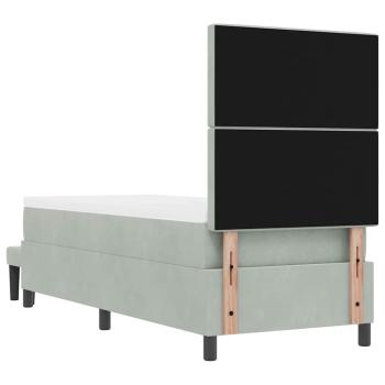 Boxspringbett mit Matratze & Bank Hellgrau 80x200 cm Velours