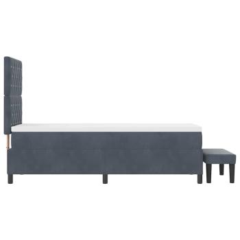Boxspringbett mit Matratze & Bank Dunkelgrau 80x200 cm Samt