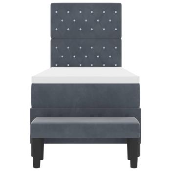 Boxspringbett mit Matratze & Bank Dunkelgrau 80x200 cm Samt