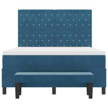 Boxspringbett mit Matratze & Bank Dunkelblau 140x200 cm Samt