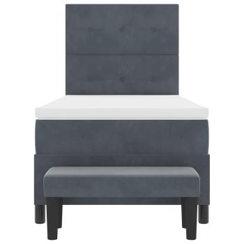 Boxspringbett mit Matratze & Bank Dunkelgrau 80x200 cm Samt