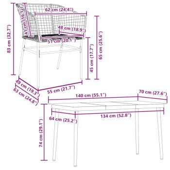 5-teiliges Garten-Esszimmerset Braunes Polyrattanglas