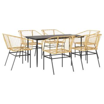 ARDEBO.de - 7-teiliges Garten-Esszimmerset Braunes Polyrattanglas