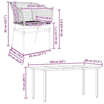 5-teiliges Garten-Esszimmerset Braunes Polyrattanglas