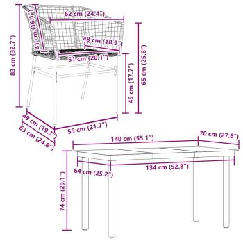 5-teiliges Garten-Esszimmerset Braunes Polyrattanglas