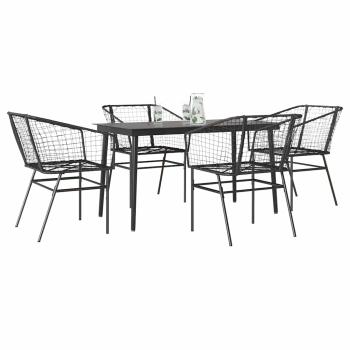 ARDEBO.de - 5-teiliges Garten-Esszimmerset aus schwarzem Polyrattanglas