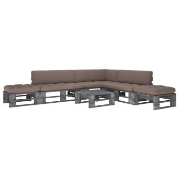 ARDEBO.de - 6-tlg. Paletten-Lounge-Set Grau Imprägniertes Kiefernholz