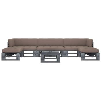 ARDEBO.de - 6-tlg. Paletten-Lounge-Set Grau Imprägniertes Kiefernholz