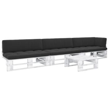 ARDEBO.de - 4-tlg. Paletten-Lounge-Set Weiß Imprägniertes Kiefernholz