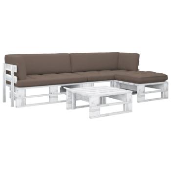 ARDEBO.de - 4-tlg. Paletten-Lounge-Set Weiß Imprägniertes Kiefernholz