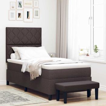 ARDEBO.de - Boxspringbett mit Matratze & Bank Dunkelbraun 100x200 cm Stoff