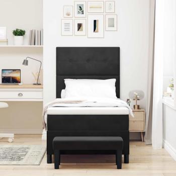 ARDEBO.de - Boxspringbett mit Matratze & Bank Schwarz 80x200 cm Samt