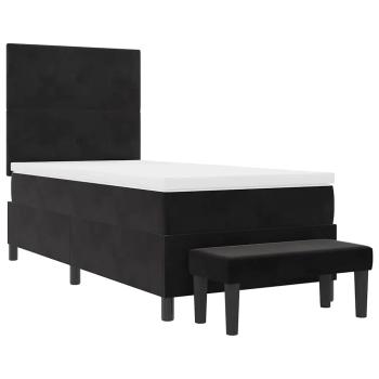 Boxspringbett mit Matratze & Bank Schwarz 80x200 cm Samt