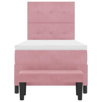 Boxspringbett mit Matratze & Bank Pink 80x200 cm Samt