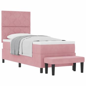 Boxspringbett mit Matratze & Bank Rosa 80x200 cm Samt
