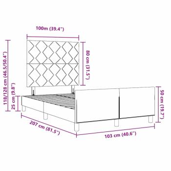 Bettgestell Dunkelbraun 100x200 cm Stoff