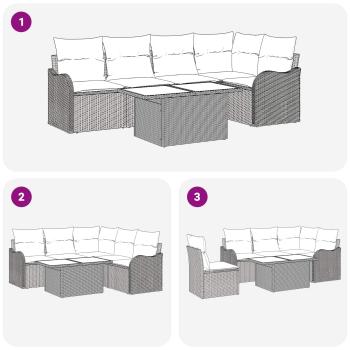 Gartensofa-set mit Kissen mit Kissen 6 pcs Braun Poly Rattan