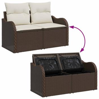 Gartensofa-set mit Kissen mit Kissen 6 pcs Braun Poly Rattan