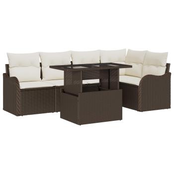 Gartensofa-set mit Kissen mit Kissen 6 pcs Braun Poly Rattan