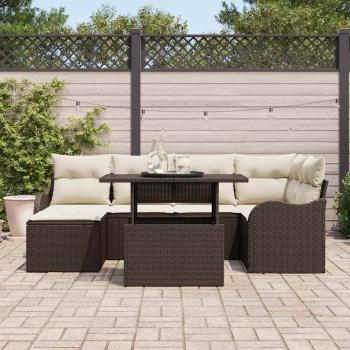 7-teilige Garten Sofa Set mit Kissen Braunes Poly-Rattan