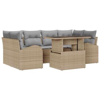 Garten-Sofa-Set 7 stk. Beige Poly Rattan